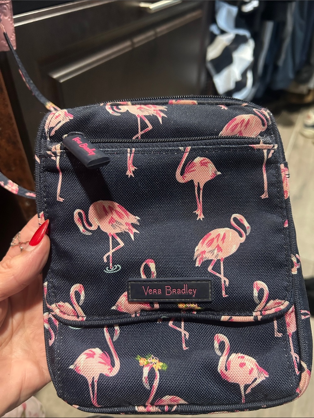 Vera Bradley Navy and Pink Flamingo Crossbody